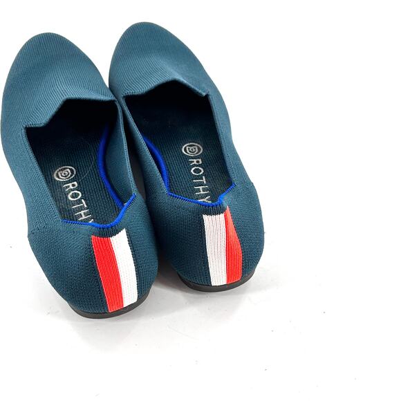 Rothys Loafers 10 Bottle Blue Neon Stripe Flats Womens - Picture 6 of 9